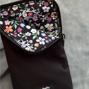 Vera Bradley Lighten Cellphone Crossbody Black with Floral Lining